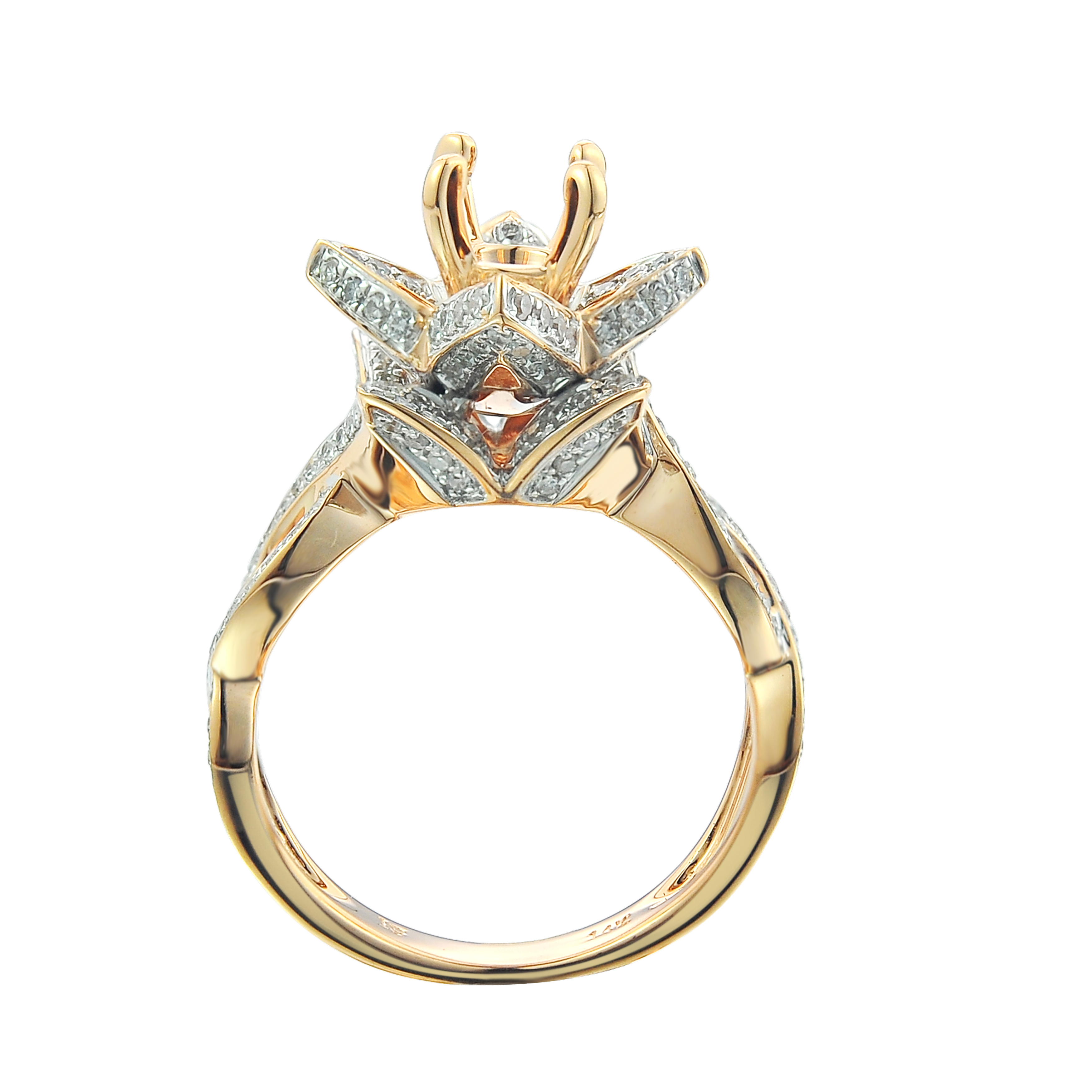 Diamond Engagement Mounting Ring   0.85 ct. 14K Rose Gold